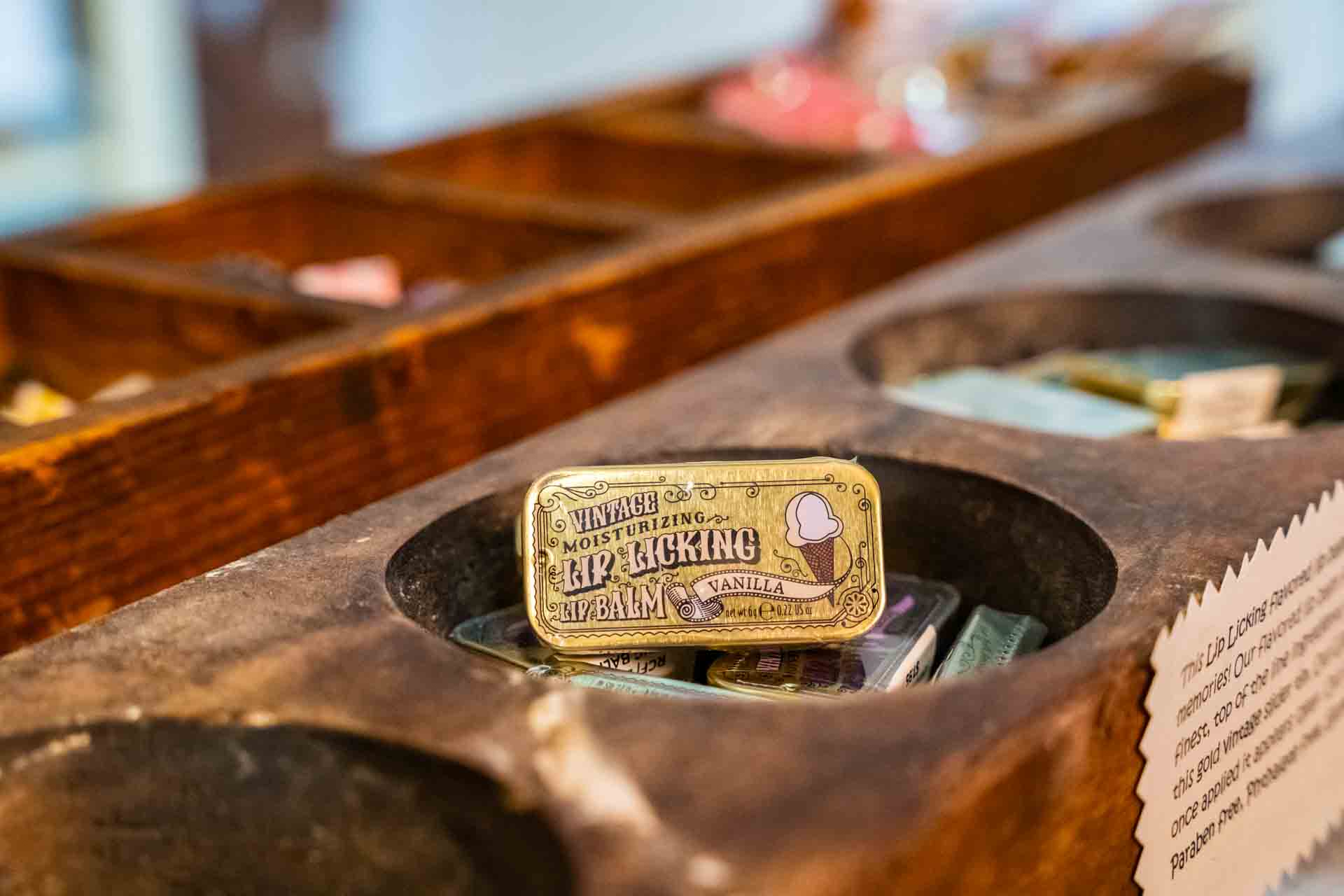 Vintage lip balm featured at the Barn and Charm in old town Newhall